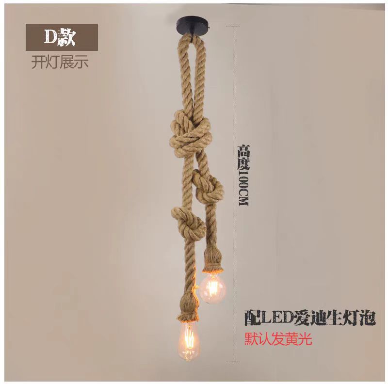 Lámpara de cuerda de cáñamo bar de cabeza única tienda de ropa de té de leche cafetería restaurante estilo industrial retro lámparas creativas