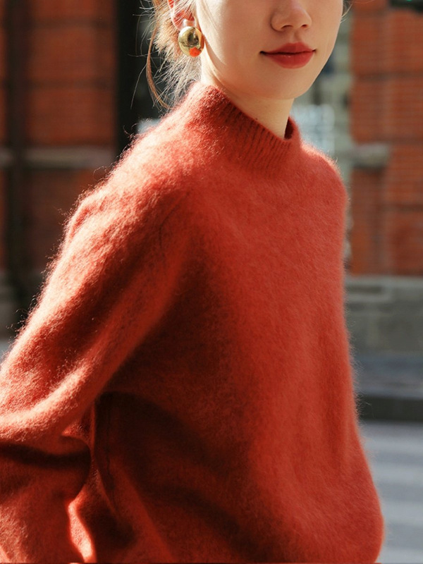 New Year's Eve Super Deal~No Restock~Cashmere Brushed Wool Half-Turtleneck Sweater 67.5kg Unique Item