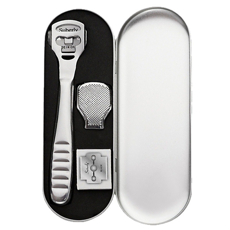 Raspador de pie de acero inoxidable transfronterizo hogar raspador de piel muerta Reparación de pies callos pie frotar tablero piedra cuchillo herramienta