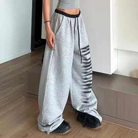 美式爵士舞夏季辣妹拼接重工印花宽松休闲卫裤爵士运动裤女