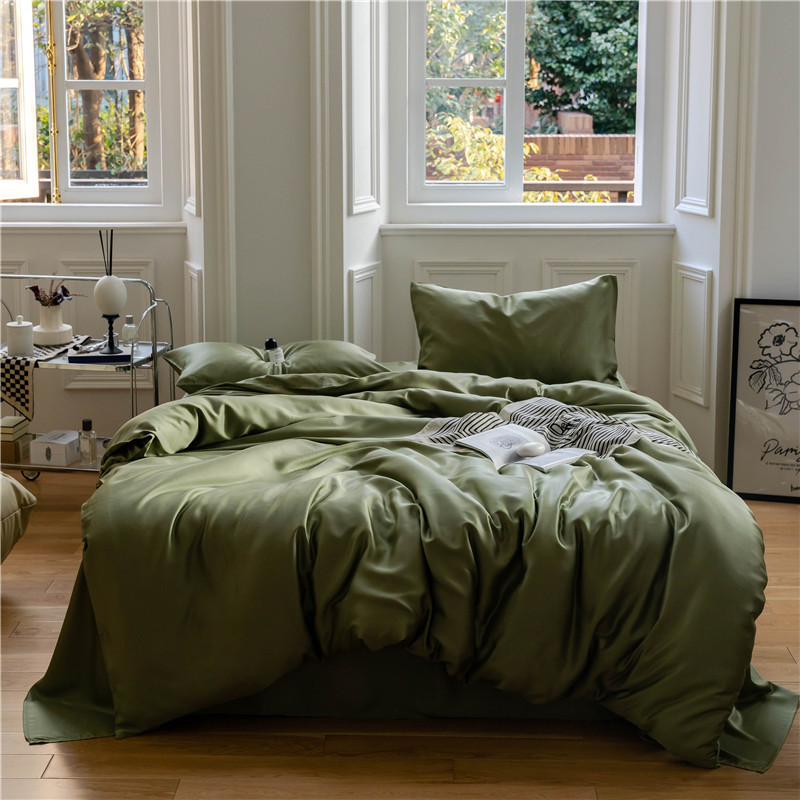 Lysel Tensick cama de cuatro piezas de verano sábanas de seda de cristal azul cubierta de seda dormitorio de tres piezas