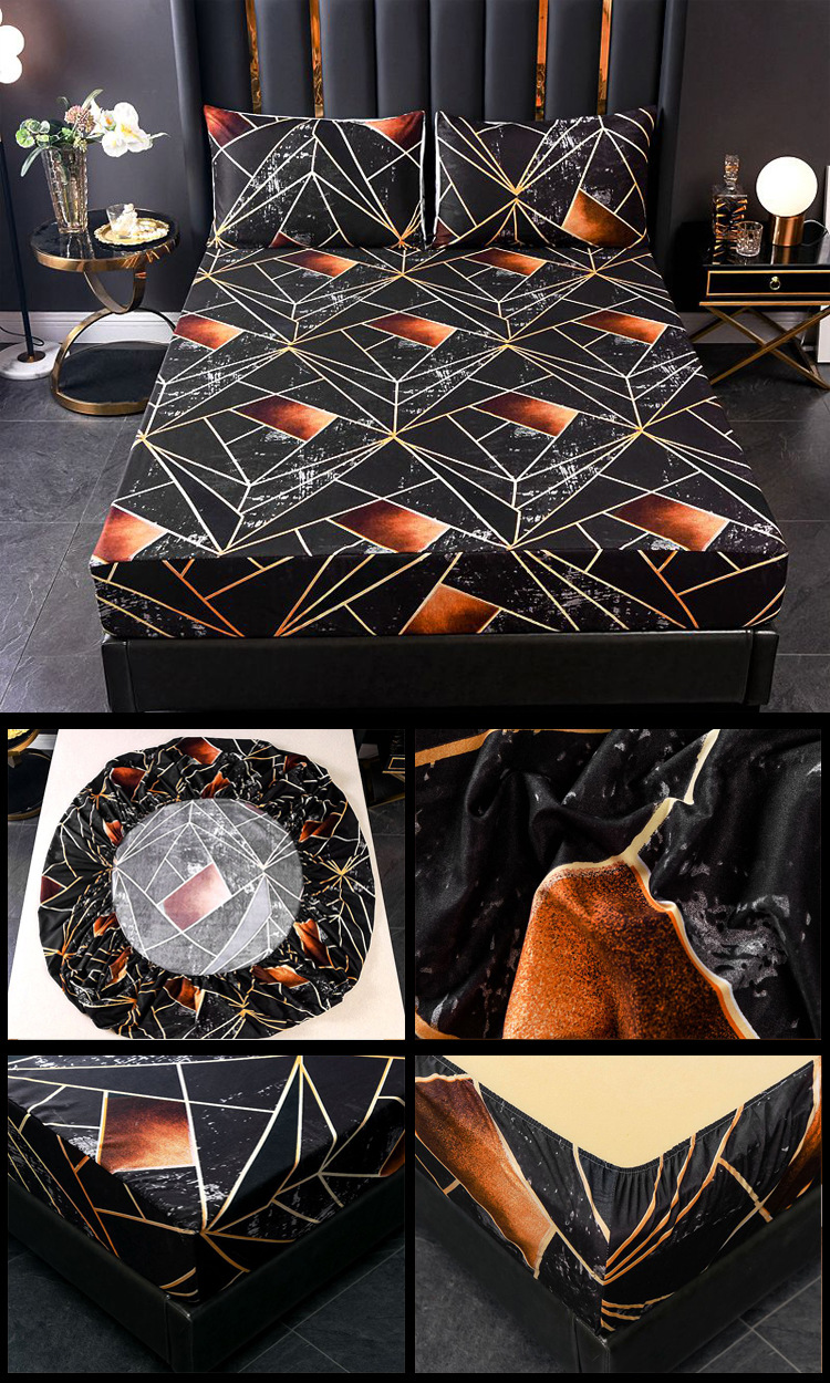 Einzelkissen-Spannbetttuch-Matratzenschutzbezug, 90 g gebürstete Mikrofaser, dreiteiliges Set_voghion.com