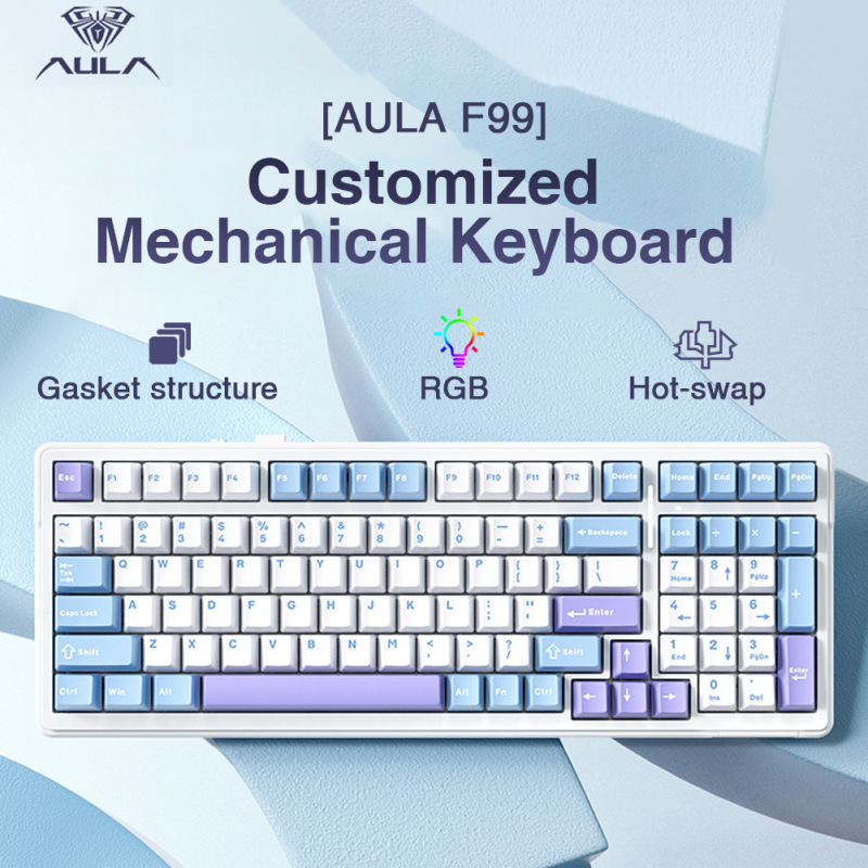 Wolf Spider F99/F99Pro Customized Mechanical Keyboard with Gasket Structure, Full-Key Hot-Swappable, Wireless Three-Mode Bluetooth