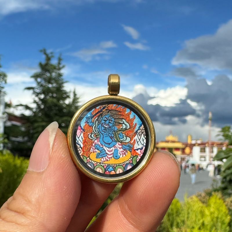티베트 순수 손으로 그린 손가락 끝 소형 TANGKA LHASA BUDDHA JEWELRY GAWU 상자 펜던트 ZAKIRAM REGONG 네팔