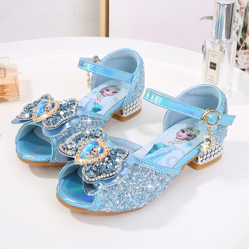 Fashionable sandals with bow with rhinestones heels