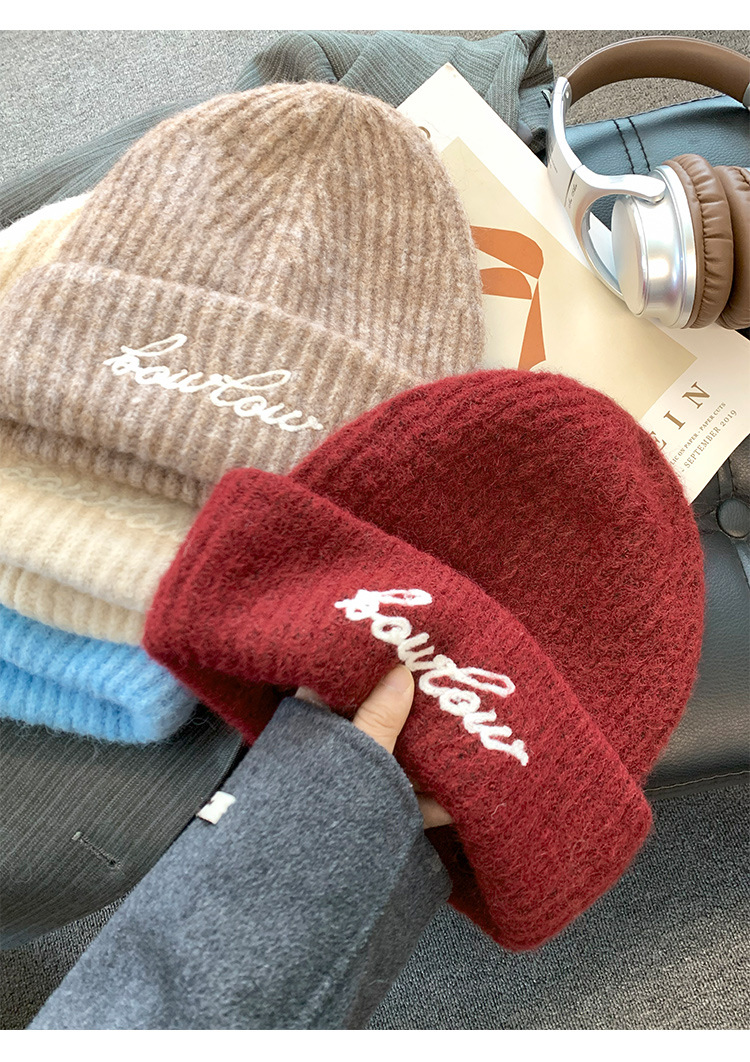 Herbst Winter Für Frauen Amerikanischen Stil Vielseitig Brief Slouchy Beanie Großer Umfang Warme Kopf Wrap Outdoor Casual_voghion.com