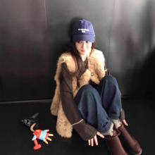 2025秋季新款仿羊羔毛环保皮草女欧尼马甲中长款皮毛一体毛毛外套