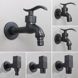 4 points automatic washing machine faucet toilet 6 points mop pool brass quick opening cold faucet black household