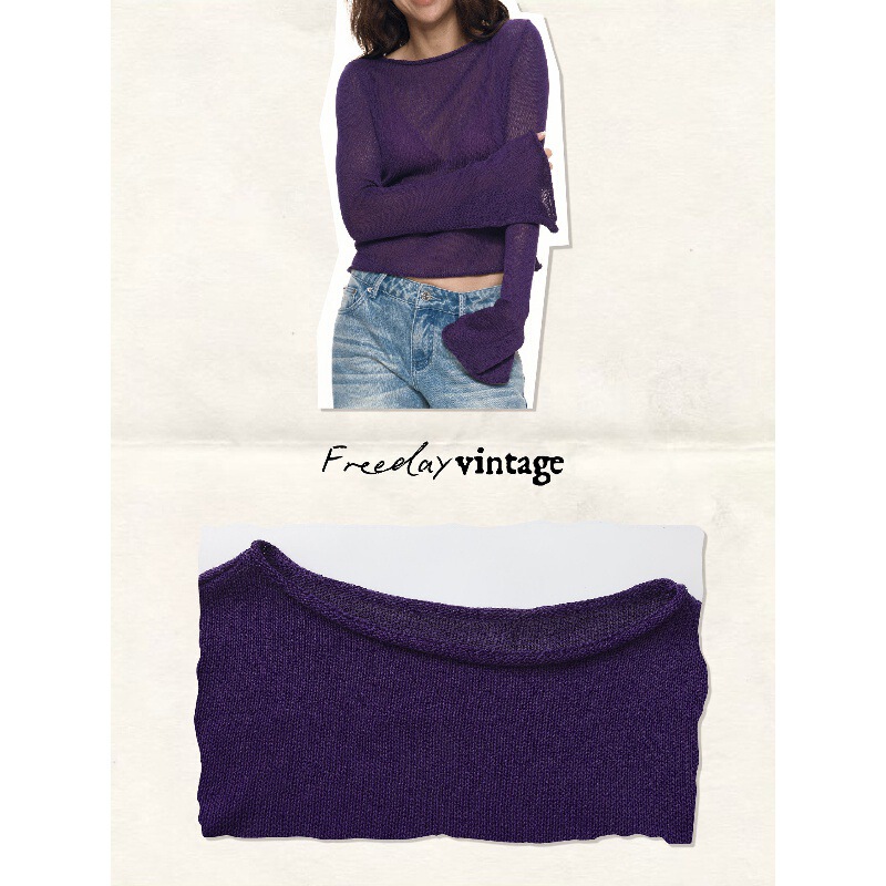 Freeday vintae* "Bell Sleeve" Fitted Knit Top