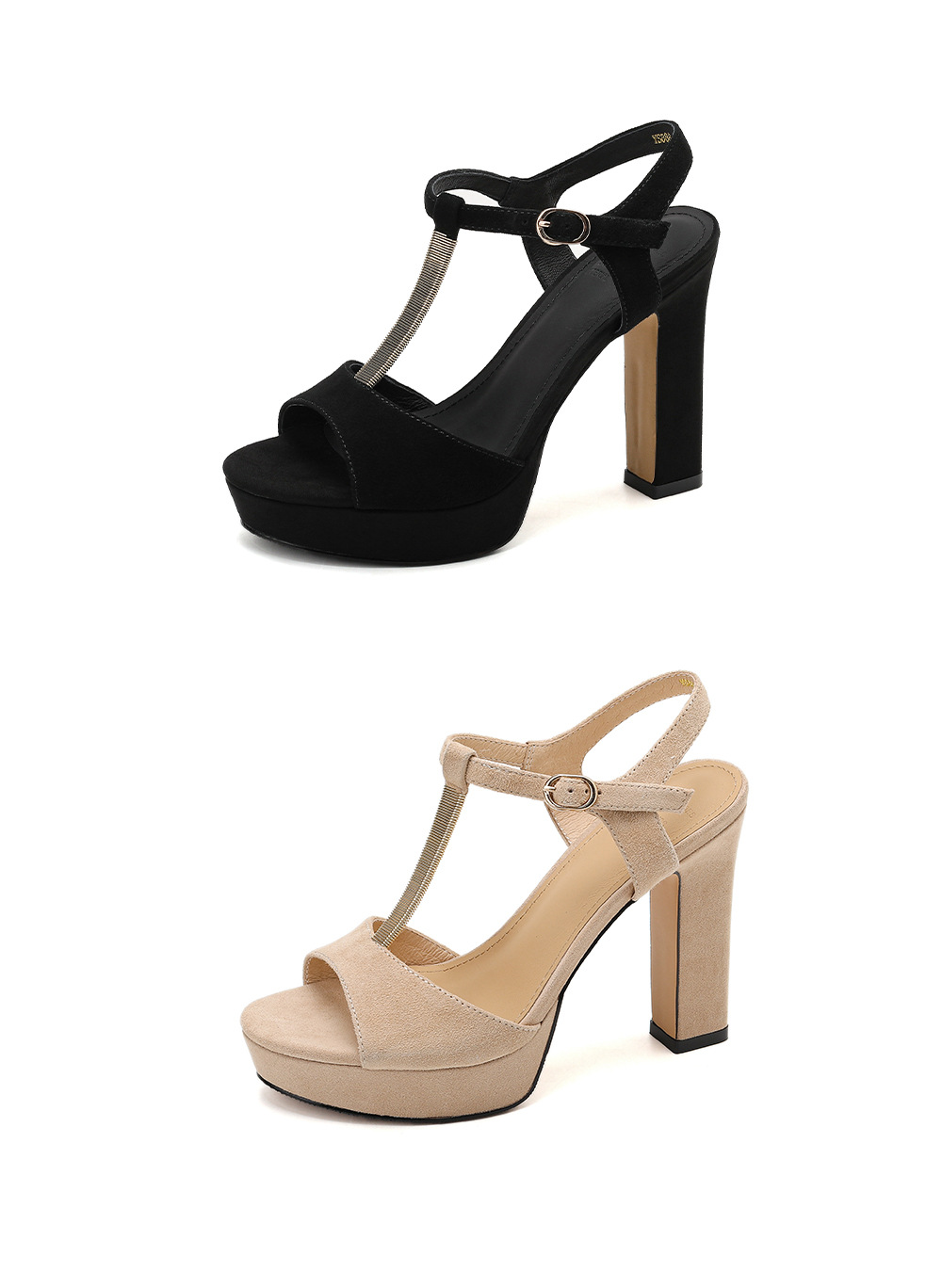 Sandal cao gót nữ hở mũi đế xuồng gót vuông 9 cm — màu đen, màu mơ chi tiết 22