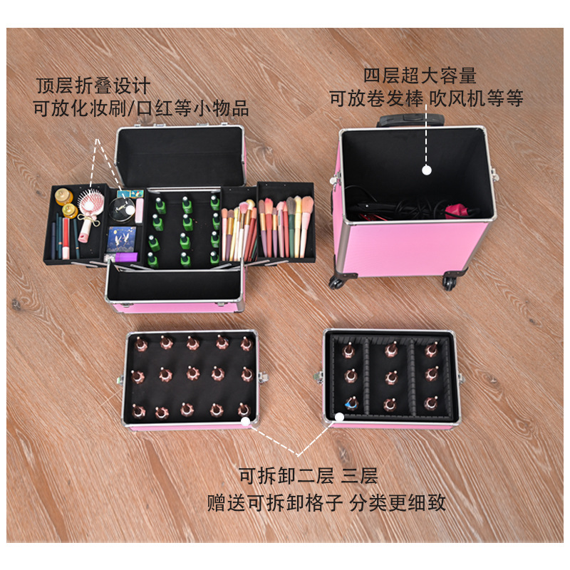 Carro caja cosmética de gran capacidad de pestañas belleza Barbero caja de herramientas de múltiples capas Esmalte de Uñas pegamento de almacenamiento portátil Portátil