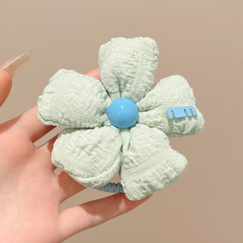 Dulce flor perla cuerda para el cabello mujer alta sensación bola cuerda para la cabeza cuerda simple temperamento salvaje cola de caballo anillo para el cabello tocado