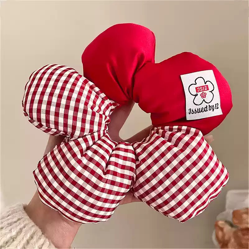 Mickey culo anillo de cabello pequeño libro rojo explosión punto de onda rojo adorable peluche adornamiento de cabello intestino grueso anillo de cabello cuerda de cabeza