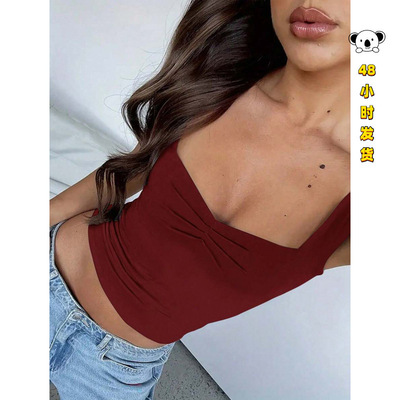 T 91531 Square neck ruched backless tee 方领缩褶露背背心