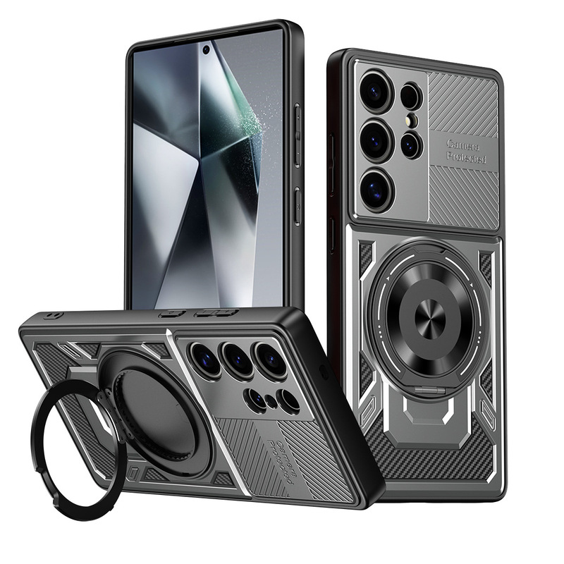 国境を越えた SAM S25ULTRA 携帯電話ケース、優れた肌の感触の回転スタンド、磁気吸引、Samsung S24 落下防止ハード|undefined