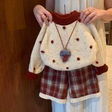 女童毛衣秋冬2025新款儿童洋气冬季加厚保暖女宝宝针织打底衫冬装
