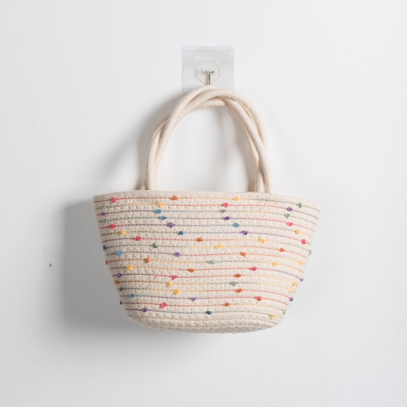 Bolsa de tejido artesanal arco iris, bolso de tejido de cuerda de algodón, bolso de tejido de flores pequeño, bolso de mano, bolso de mujer