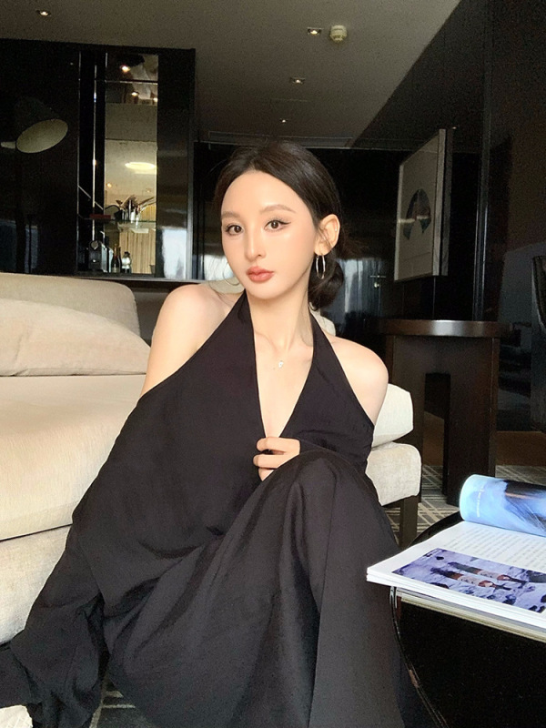 套装女秋款复古设计感气质辣妹宽松收腰长袖露肩上衣宽松直筒长裤|undefined