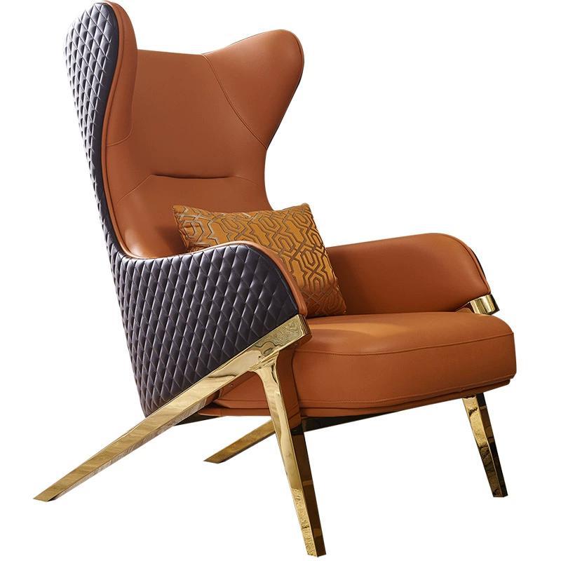 Sofá de lujo ligero para una sola persona, sala de estar de cuero, diseño nórdico moderno y minimalista, silla de ocio minimalista con tigre alto
