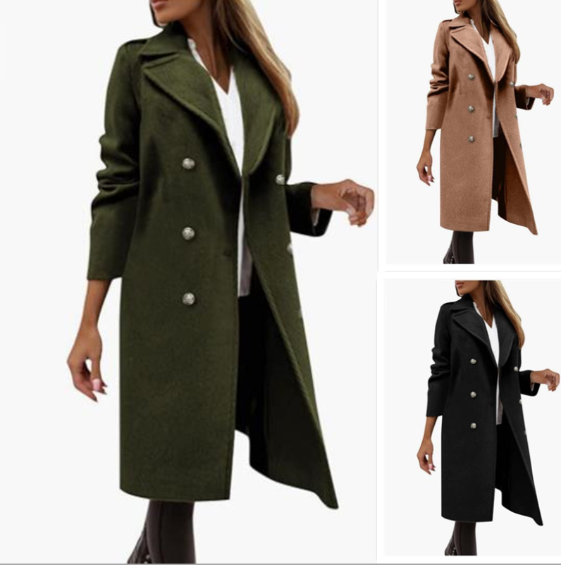 Amazon 2023 Spring/Autumn New Arrival Multi-Color Multi-Size Wool Women's Coat Mid-Length Multi-Button Coat - Hot Selling on AliExpress