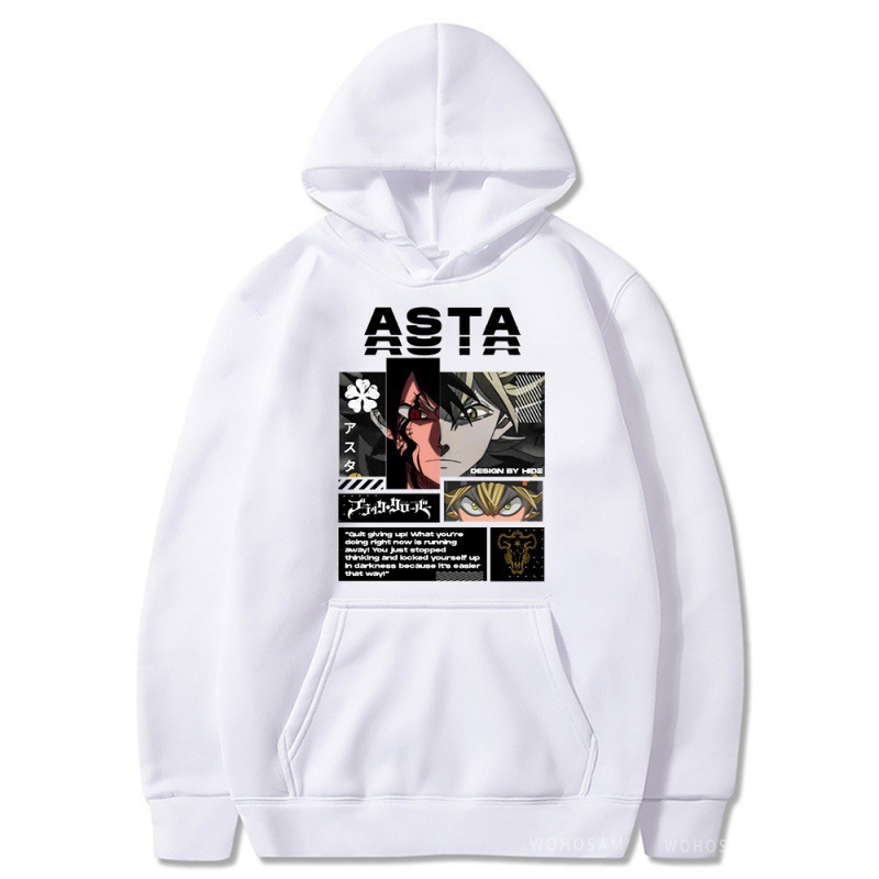 Black Clover negro de cinco hojas Asta más suéter de terciopelo deportivo sudadera con capucha anime hoodie