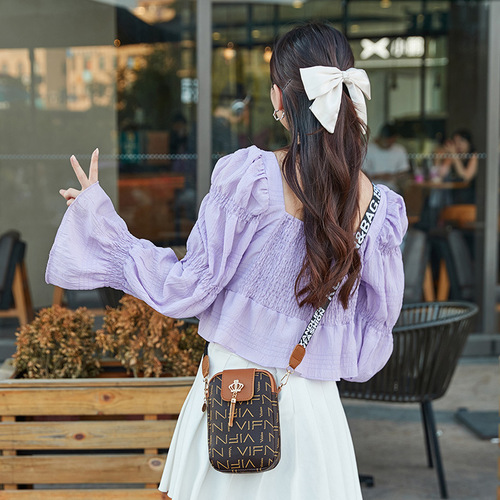 Retro Mini Print Pendant Phone Case, Versatile Shoulder and Crossbody Bag for Women