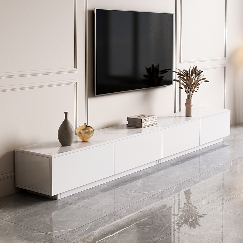 Coffee table and TV cabinet combination modern simple household small apartment living room floor cabinet French cream style floor-standing TV cabinet