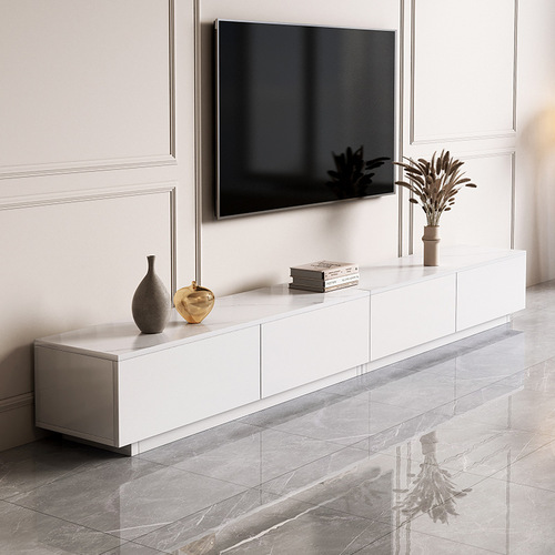 Coffee table and TV cabinet combination modern simple household small apartment living room floor cabinet French cream style floor-standing TV cabinet