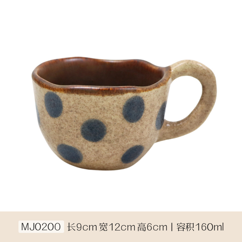 Meijiahui cuadrícula negra y blanca mano cerámica taza de café de alta calidad retro nicho wave point latte taza de menú