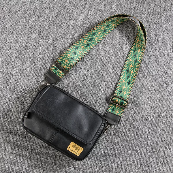 threebox youth messenger bag personalized men's leather small shoulder bag casual retro shoulder bag fashion messenger bag