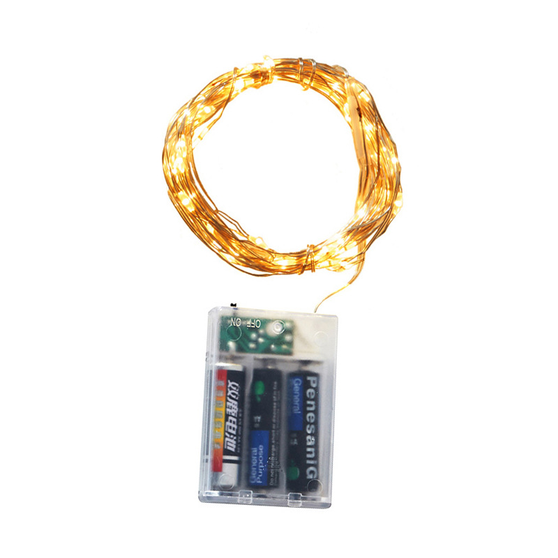 Lámpara pequeña luz de alambre de cobre usb luz intermitente luz de cadena led luz de cadena de luz de alambre de cobre caja de batería AA luz de estrella brillante tira de luz decorativa