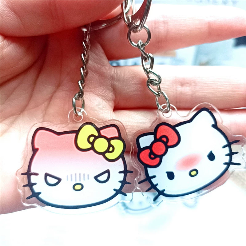 Hello kitty, акриловый брелок, двусторонний аксессуар для сумки, милый подвес, оптом