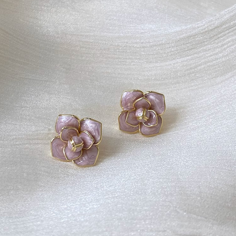 1 Par Estilo Simple Flor Esmalte Cobre Pendientes display picture 2