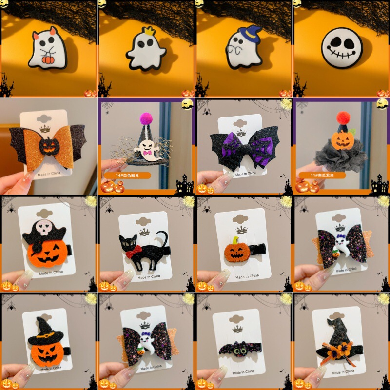 Halloween Pumpkin Little Ghost Hairpin Cute Cartoon Bat Hairpin Funny Cos Props Top Clip Headwear Wholesale