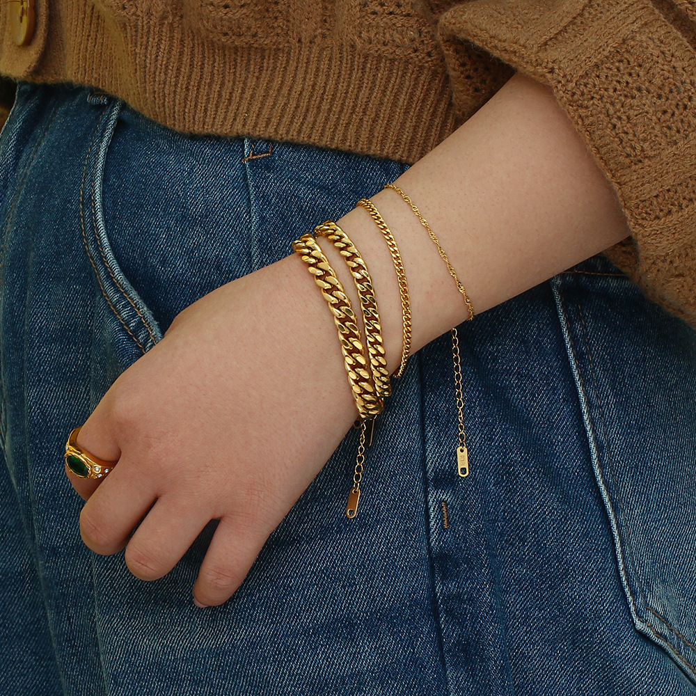 Mode Géométrique Acier Inoxydable 304 Plaqué Or 18K Bracelets En Masse display picture 5