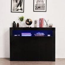 创意LED灯餐边柜高柜一体客厅茶水柜简约厨房置物架碗柜玄关柜