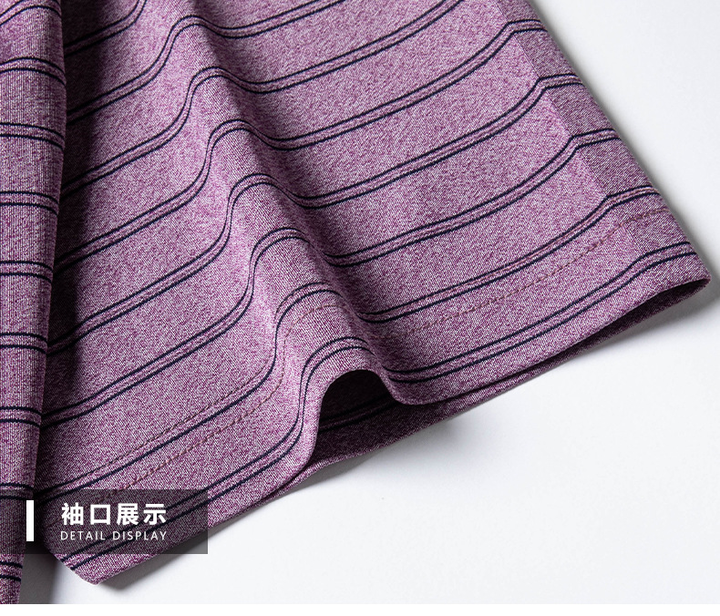 Áo polo nam tay ngắn 100% lụa tơ tằm cổ bẻ dáng rộng — Màu tím nhạt JS1601077-6 chi tiết 20