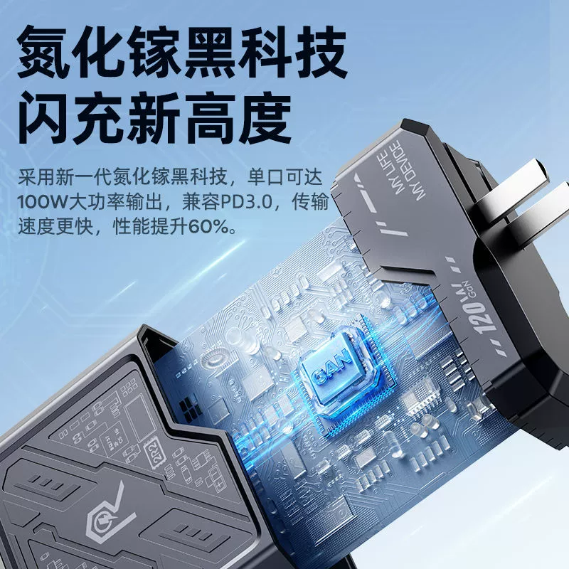 Зарядное устройство Remax Mecha Warrior 120W GaN 1A+3C, складная головка для зарядки, адаптер для путешествий