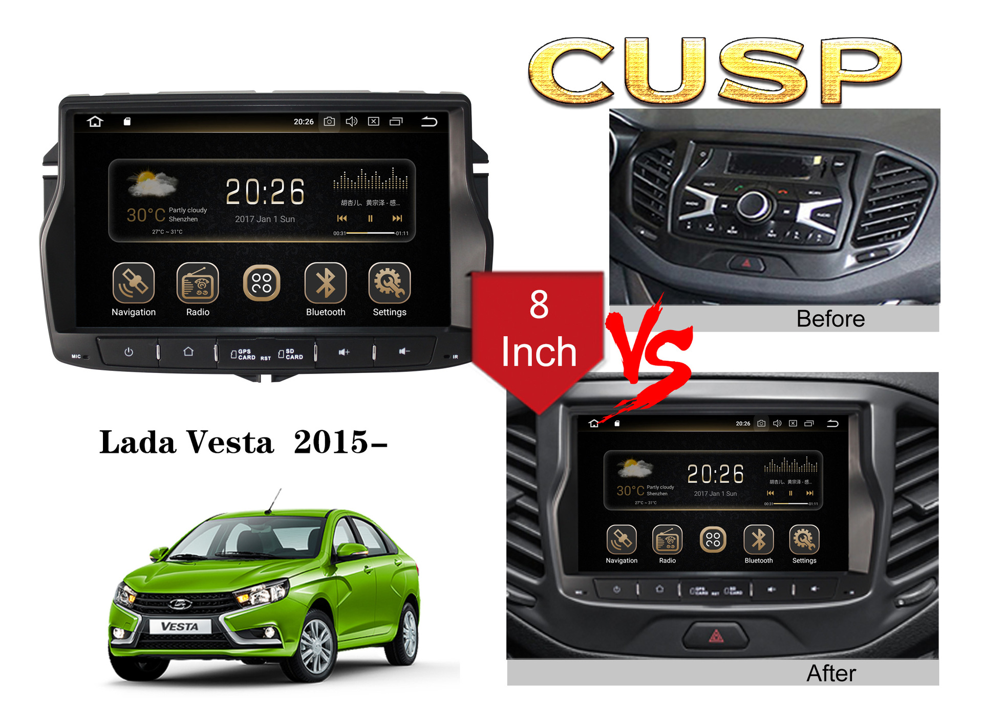For Lada Vesta 2015- Car Audio Smart Navigation Car GPS Android Navigation