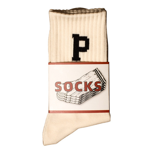 Socks for men and women, spring and autumn workwear style outer wear, trendy and versatile, mid-length tube letter sports pile socks, women's mid-tube socks