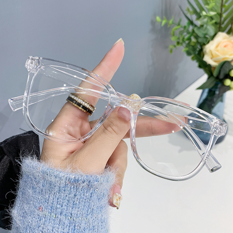 Nuevo Marco de uñas de color beige gafas de luz anti-azul artefacto de belleza liso marco grande que adelgaza versátiles hombres y mujeres gafas de luz anti-azul