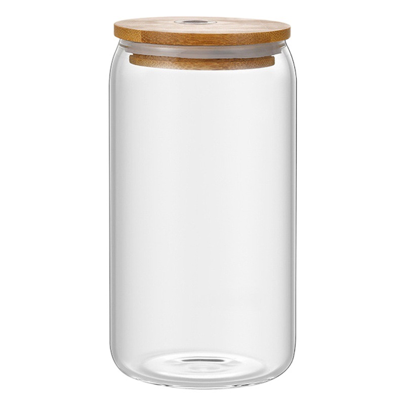 Transfronterizo Amazon 16oz borosilicato Coca-Cola taza resistente a altas temperaturas bebida de vidrio bebida fría jugo leche taza de té cubierta de Bambú