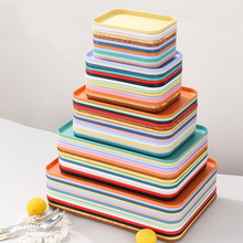 跨境长方形塑料托盘家用酒店饭店上菜盘子餐饮店菜盘面包店收纳盘