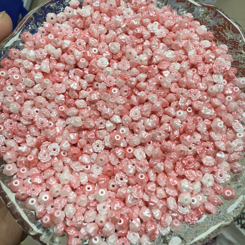 Luz nocturna brillante dorada rosa mini camellia acrílico diy cuentas hechas a mano al por mayor explosión de sonido