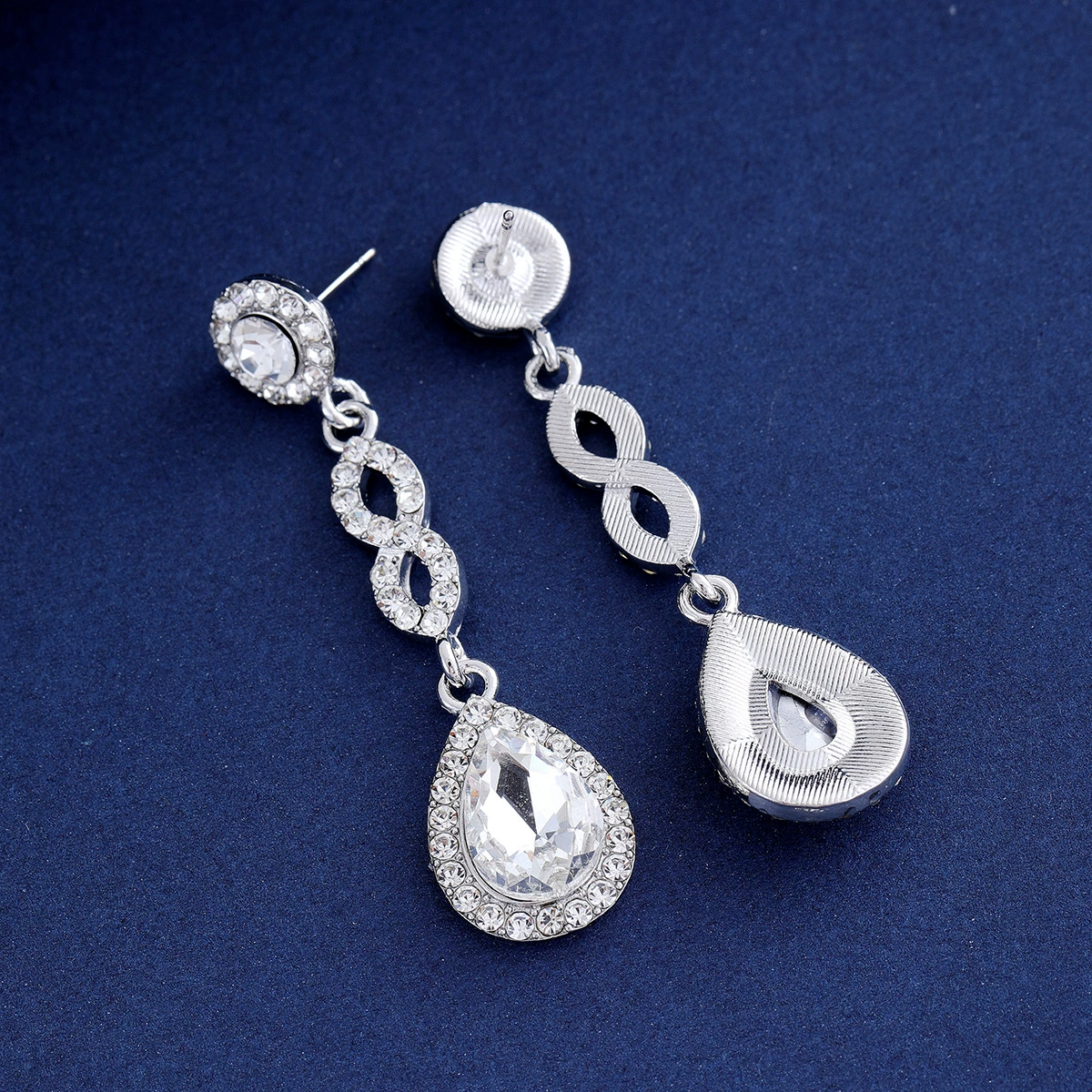 (Cross-border trading), classic earrings drop-shaped for bride, accessory, with gem