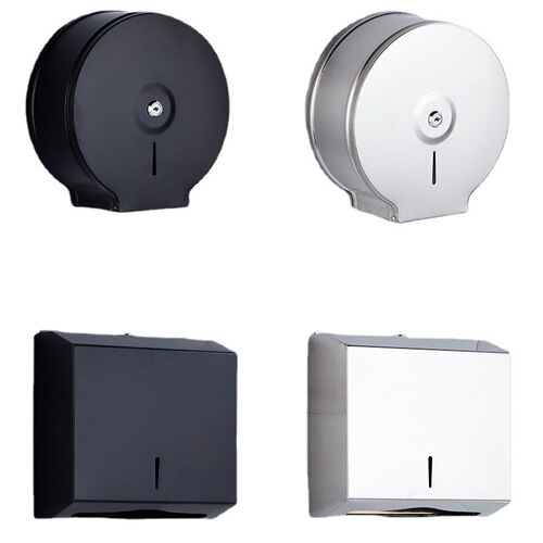 New thickened hotel stainless steel large roll paper holder toilet paper holder large roll paper box paper towel holder bathroom large paper towel box