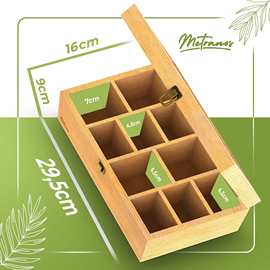 竹质透明玻璃盖茶叶奶茶包咖啡包多格木盒分格翻盖茶叶包装木盒子