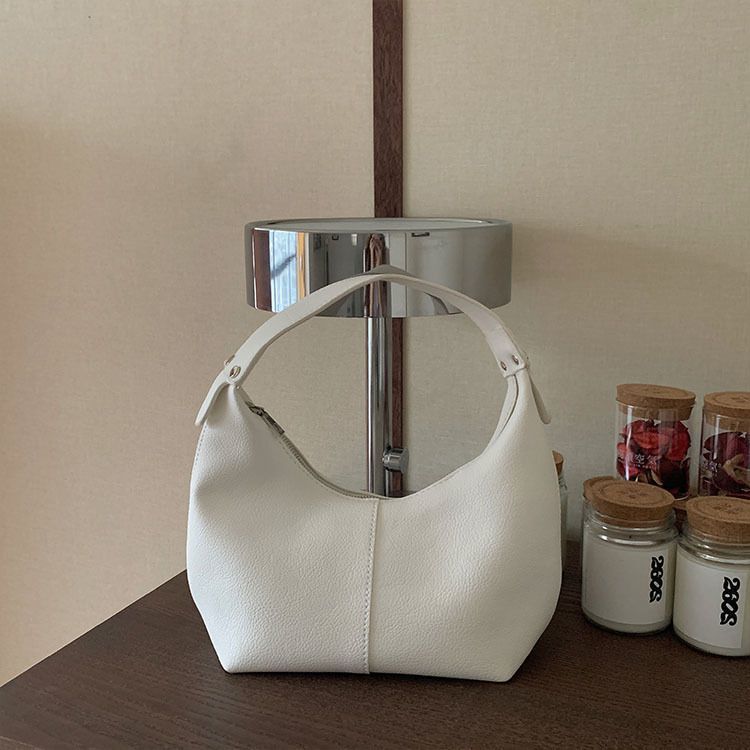 2026 Spring New Style Underarm Bag Korean Style Contrasting Color Simple Pu Soft Leather Dumpling Handbag Shoulder Bag Small Bag Women's Bag