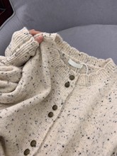 【點點紗】圓領花點針織開衫寬松顯瘦設計感小香風短款毛衣女外套