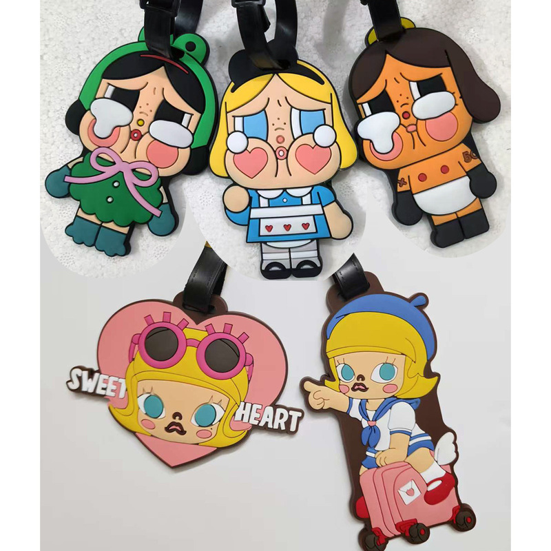 Cartoon Crying Baby Molly Luggage Tag Cute Creative Travel Supplies Soft Plastic Trolley Case Pendant Luggage Identification Tag